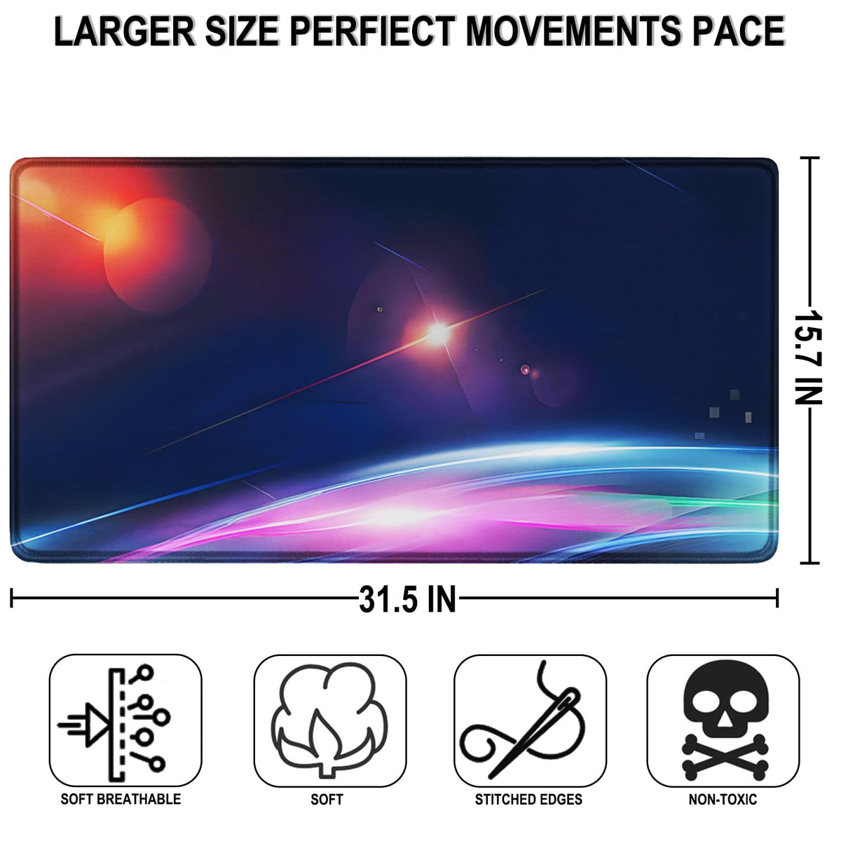 Large Extended Gaming Mouse Pad, 31.5" x15.7" Large Mat with Superior Micro-Weave Cloth, Water