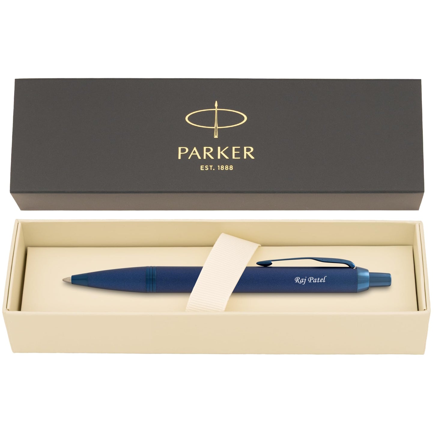 Parker IM Personalized Ballpoint Pen in Monochrome Blue with All-Metal Trim