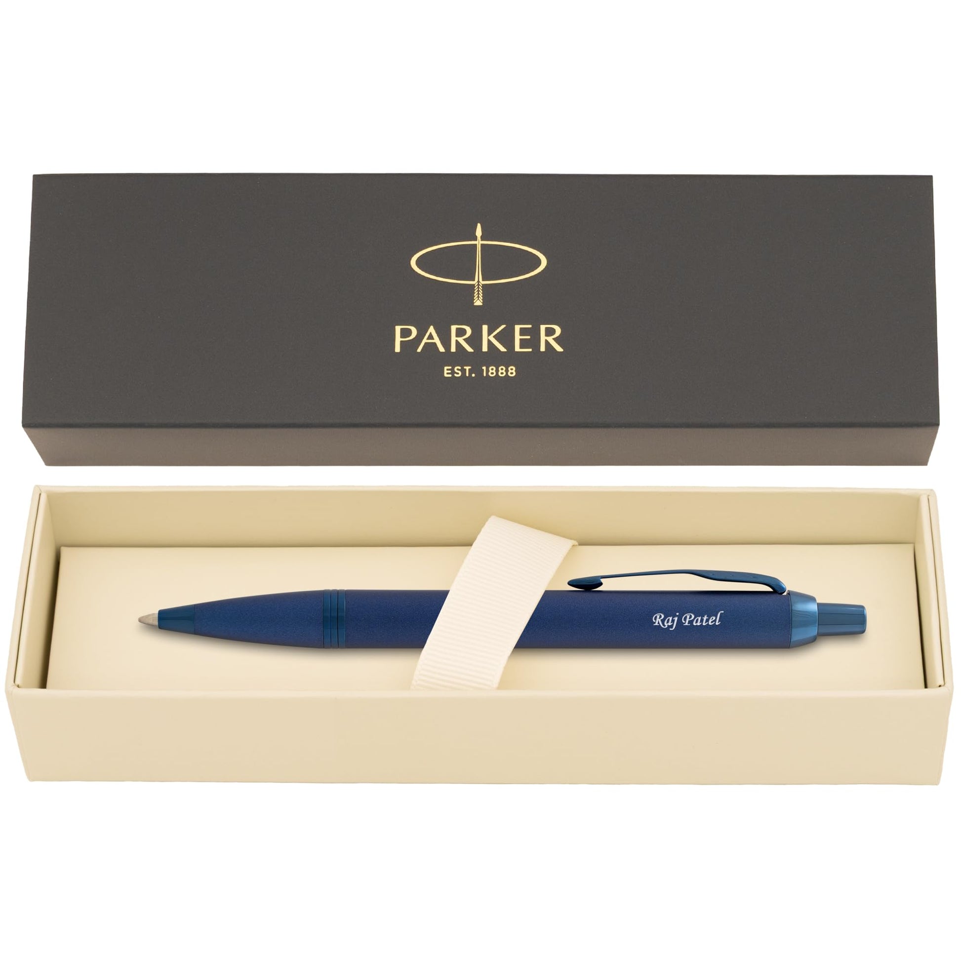 Parker IM Personalized Ballpoint Pen in Monochrome Blue with All-Metal Trim