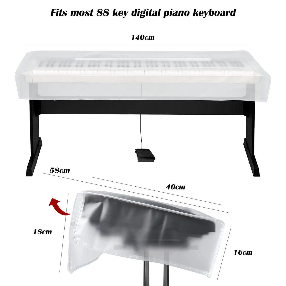 LIGICKY Keyboard Dust Cover for 88-Key Keyboards and Digital Pianos, Waterproof Transparent Piano