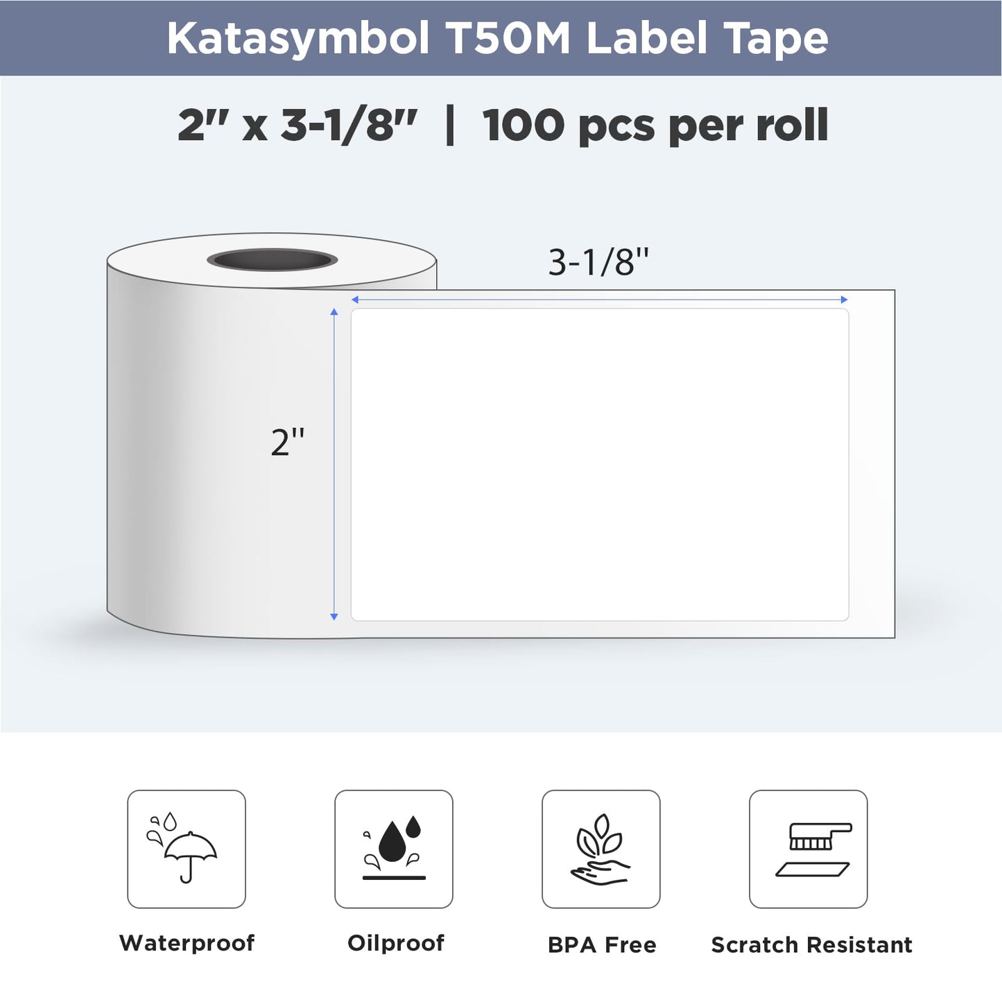 SUPVAN T50M Series Label Maker Tape, 1.96'' × 3.14'' (50mm × 80mm) Pack of 12 Rolls 100 Labels/Roll