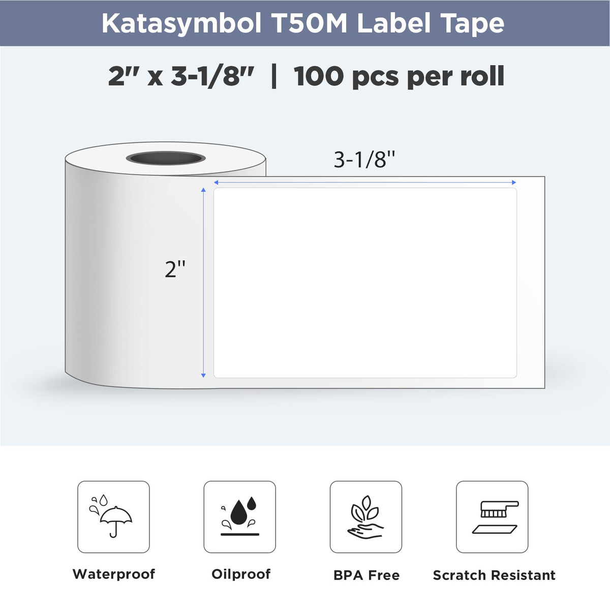 SUPVAN T50M Series Label Maker Tape, 1.96'' × 3.14'' (50mm × 80mm) Pack of 12 Rolls 100 Labels/Roll