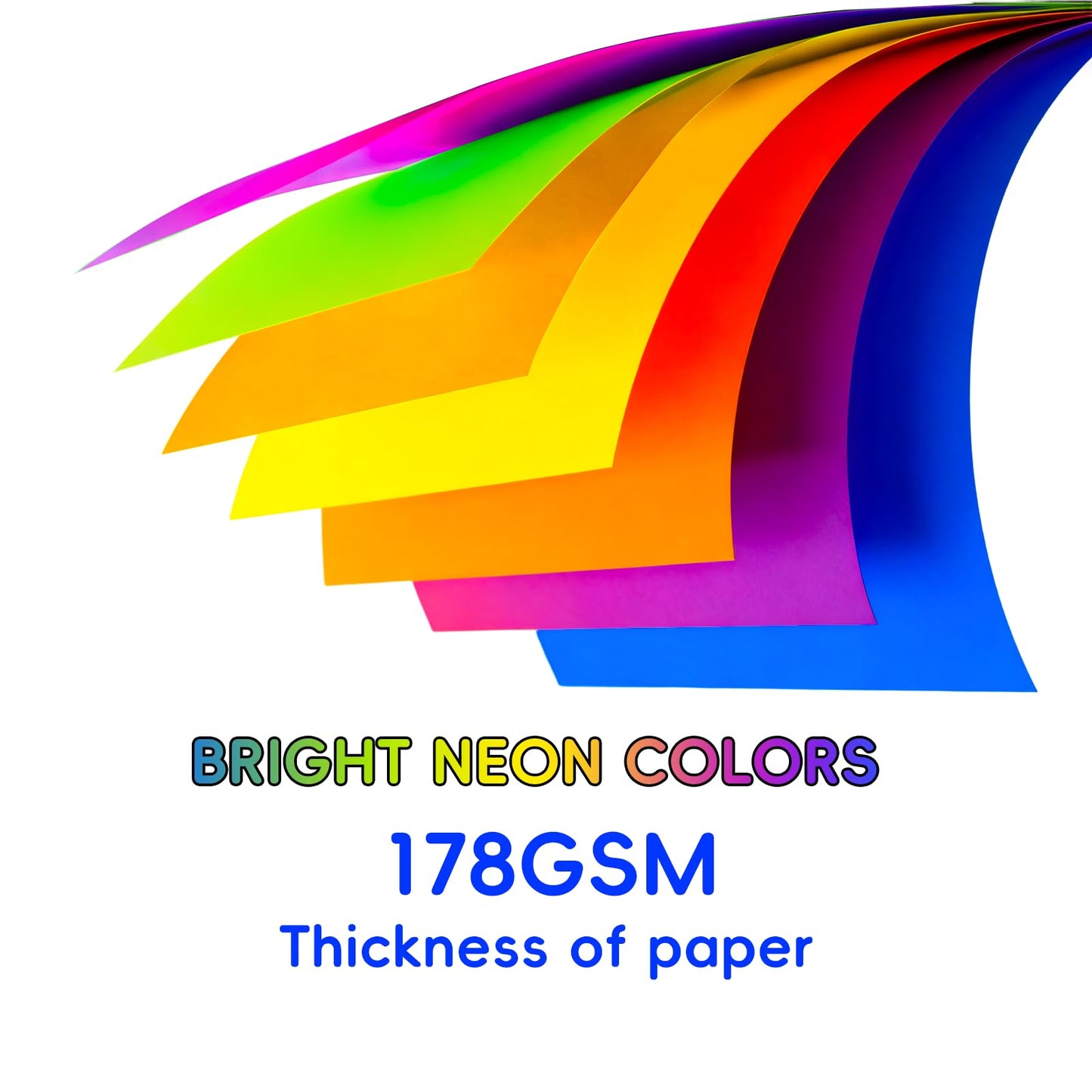 MAGECUBIKU Index Cards 140-Count 5X8 Inch,178GSM Heavyweight Set of 7 Fluorescent Colors Paper