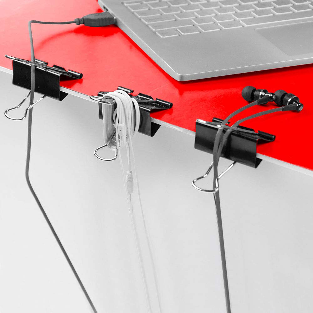 Rubex Binder Clips Black Large Binder Clips Jumbo Binder Clips 1.6 Inch Paper Binder Clips Big