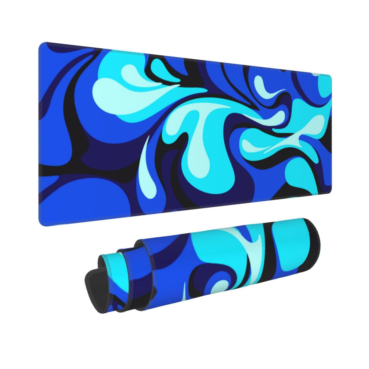 Camo Cool Liquid Large Gaming Mouse Pad, Abstract Fluid Extended Keyboard Mouse Mat, Long Blue and
