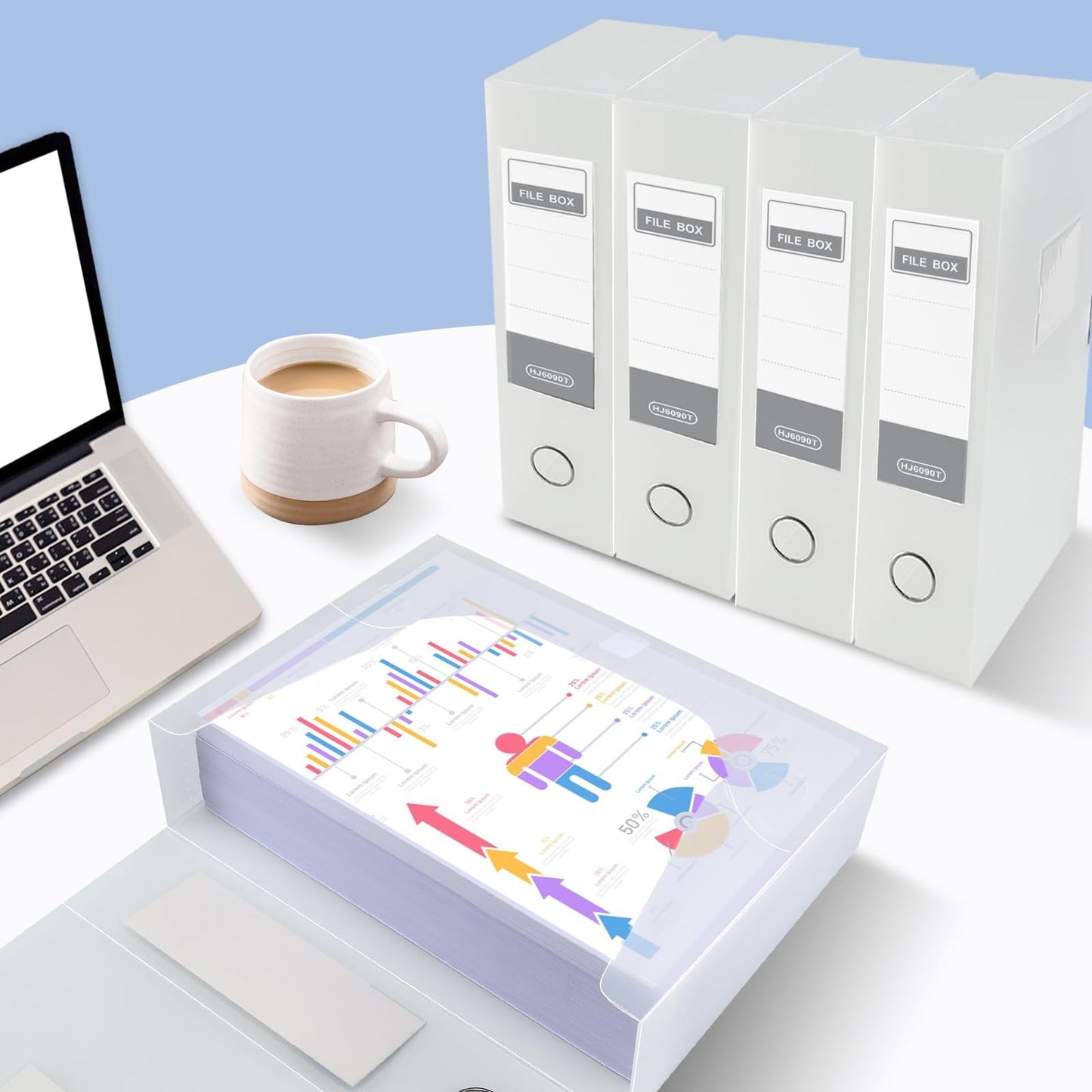 HUA JIE 6 Pack A4 Storage File Boxes Plastic Archives Cases,Transparent