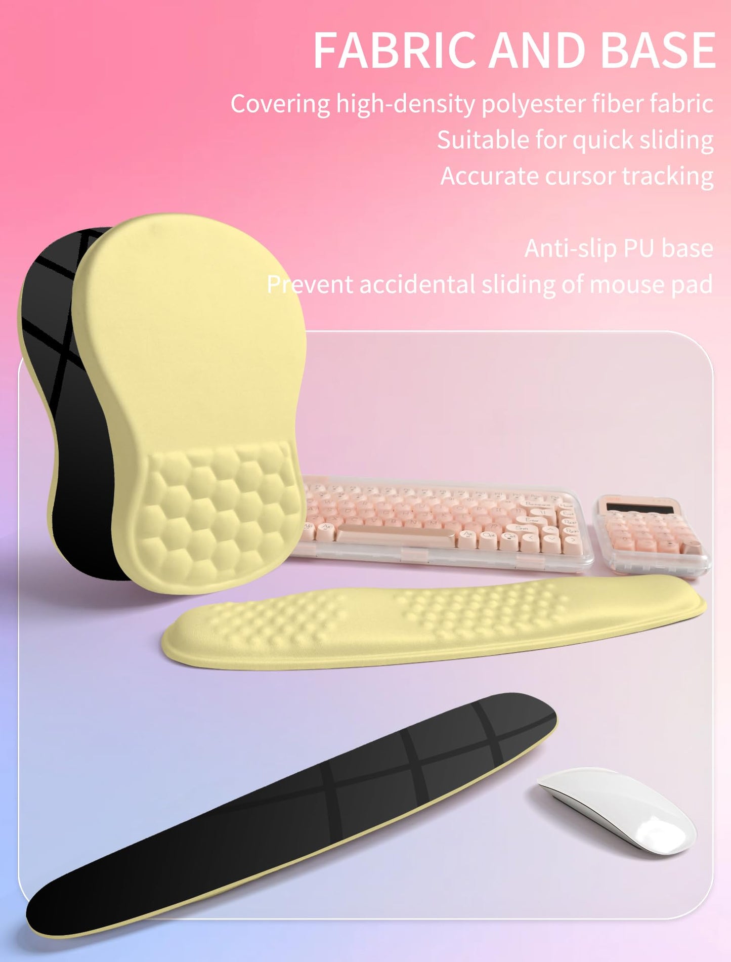 Hokafenle 2in1 Combination, Wave Keyboard Wrist Rest and Ergonomic Curvature Mouse Pad Wrist