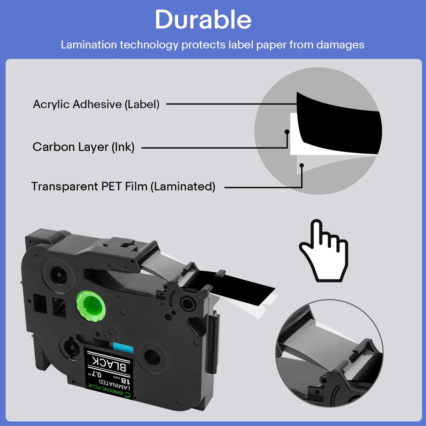 GREENCYCLE 3 Pack Compatible for Ptouch TZe-345 Aze-345 TZ-345 AZE Tape 18mm 0.7''Laminated White