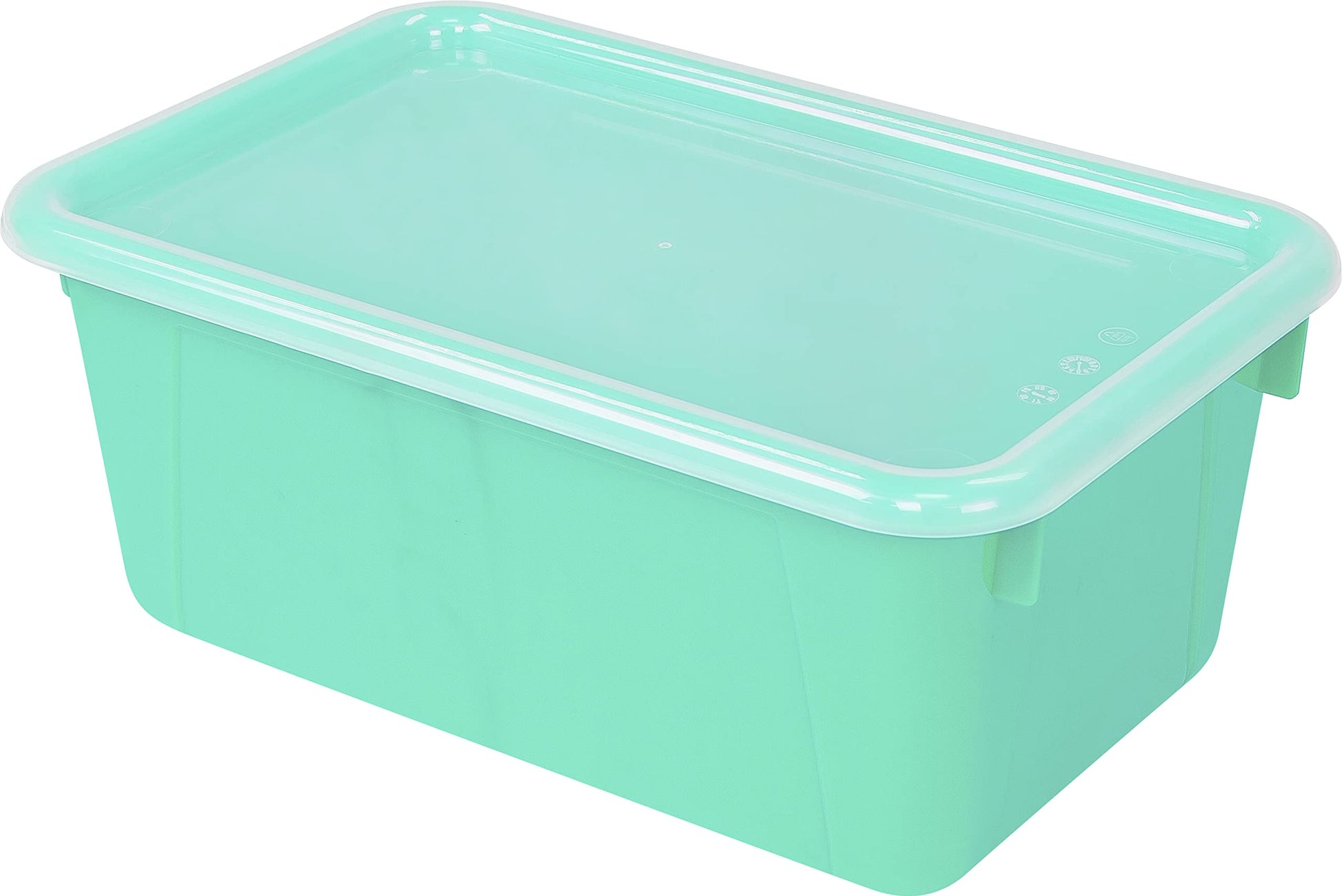 Storex Small Cubby Bins – Plastic Storage Containers for Classroom with Non-Snap Lid, 12.2 x 7.8 x