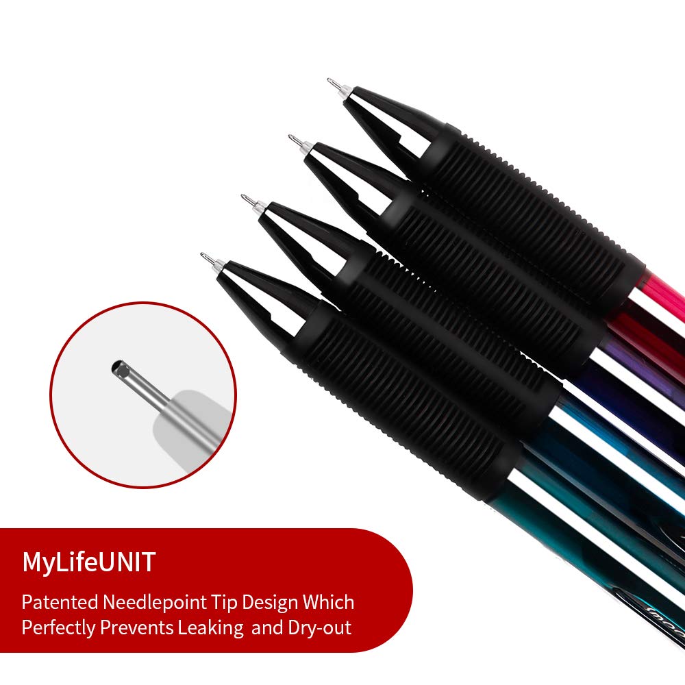 MyLifeUNIT Gel Pens, Black Fine Point Gel Pen for Super Smooth Writing, 0.5mm Retractable Pens with