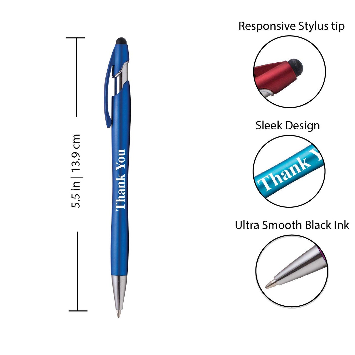 Express Pencils Thank You Gift Stylus Pens For All TouchScreen Devices - 2 in 1 Combo Pen for