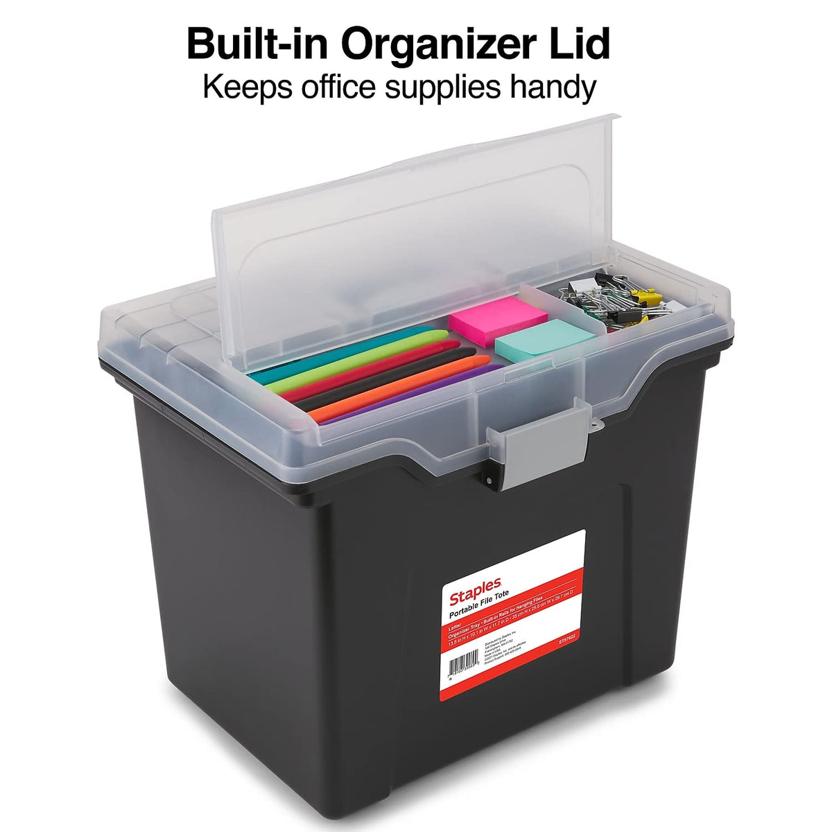 Staples File Folder Tote, Portable Filing Box for Letter Size Hanging Files