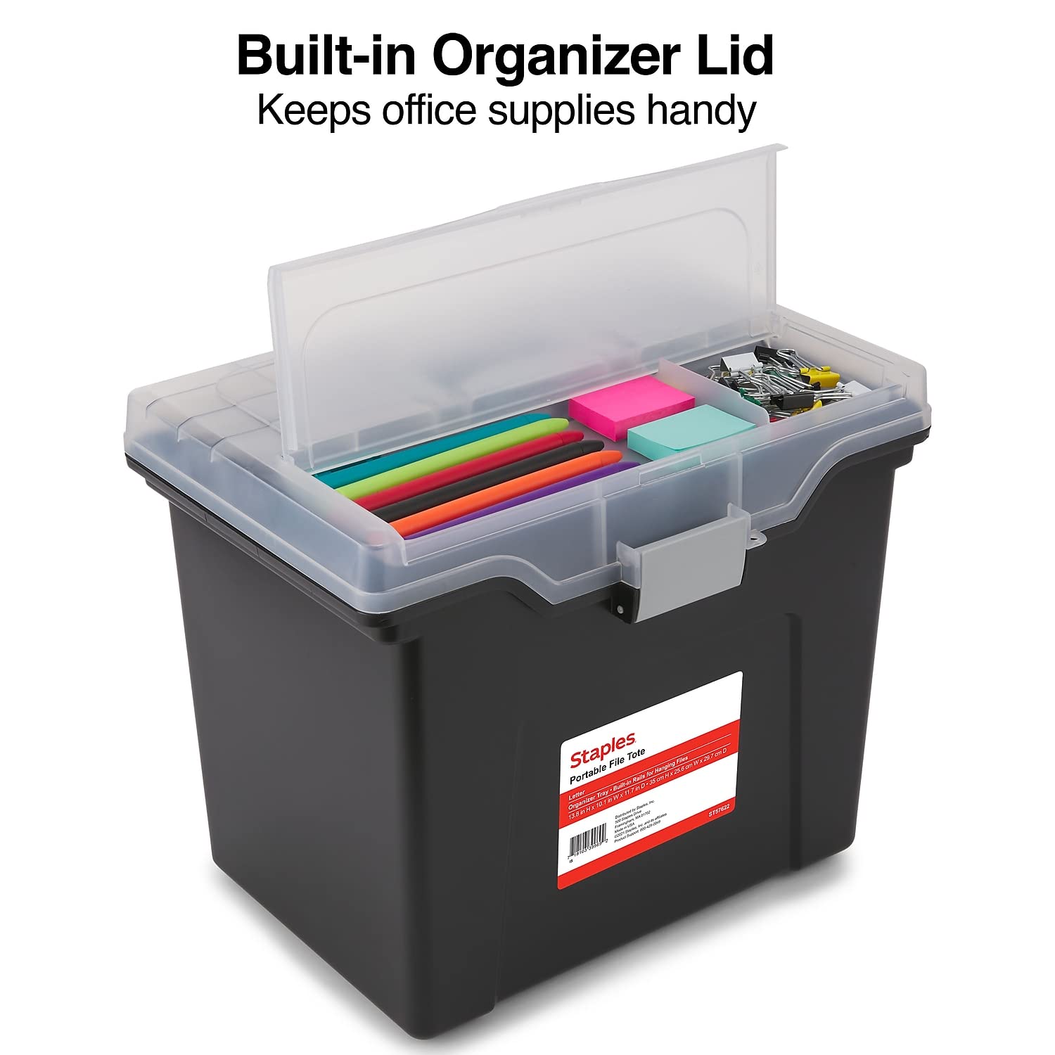 Staples File Folder Tote, Portable Filing Box for Letter Size Hanging Files