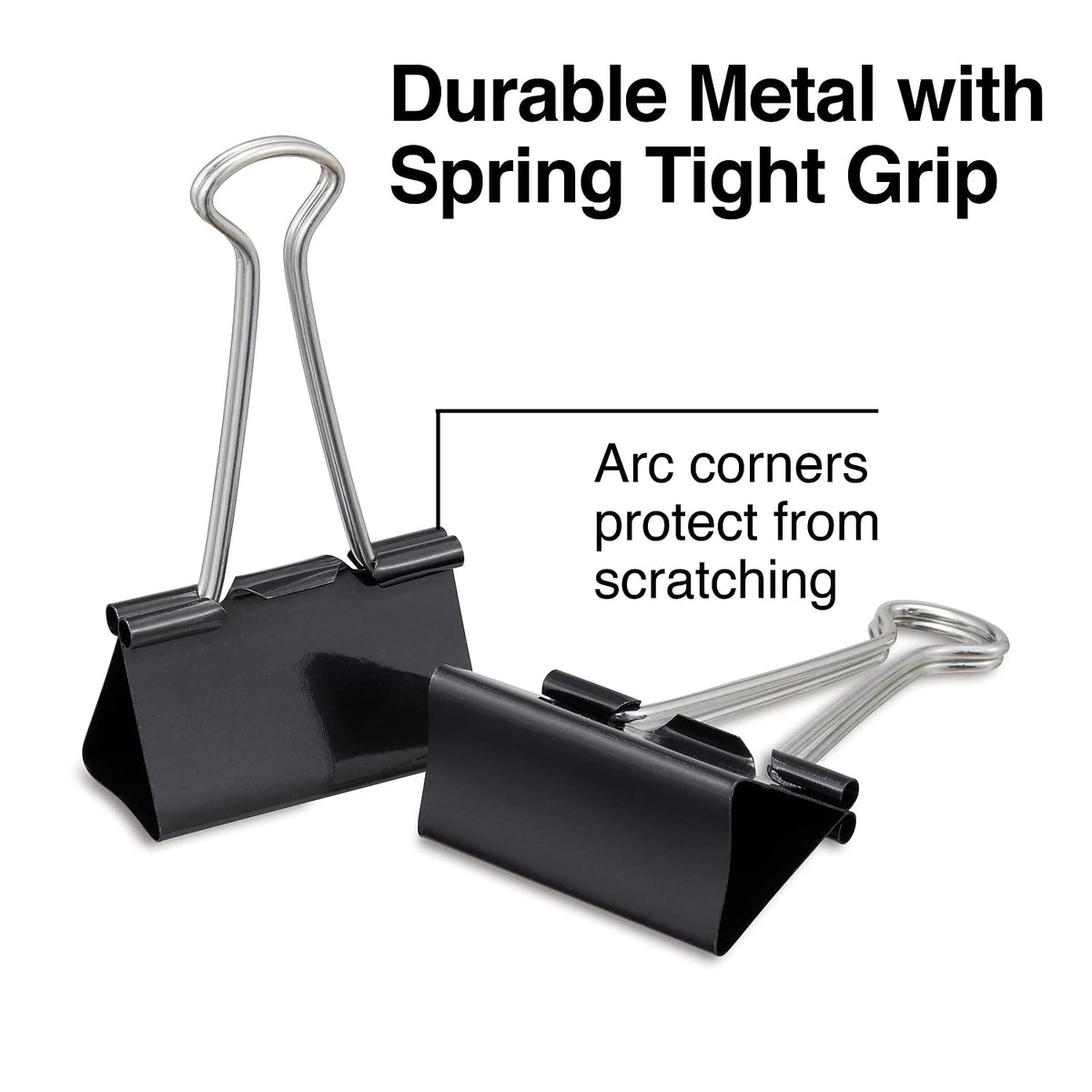 Staples Binder Clips, Large Size, 1 Inch Capacity, Black, 12-Pack