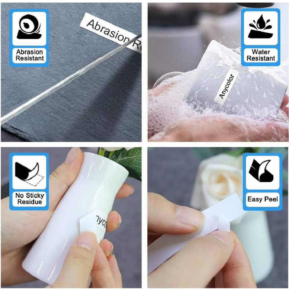 Anycolor 6-Pack Compatible with Brother P Touch TZe TZ Label Tape 12mm 0.47