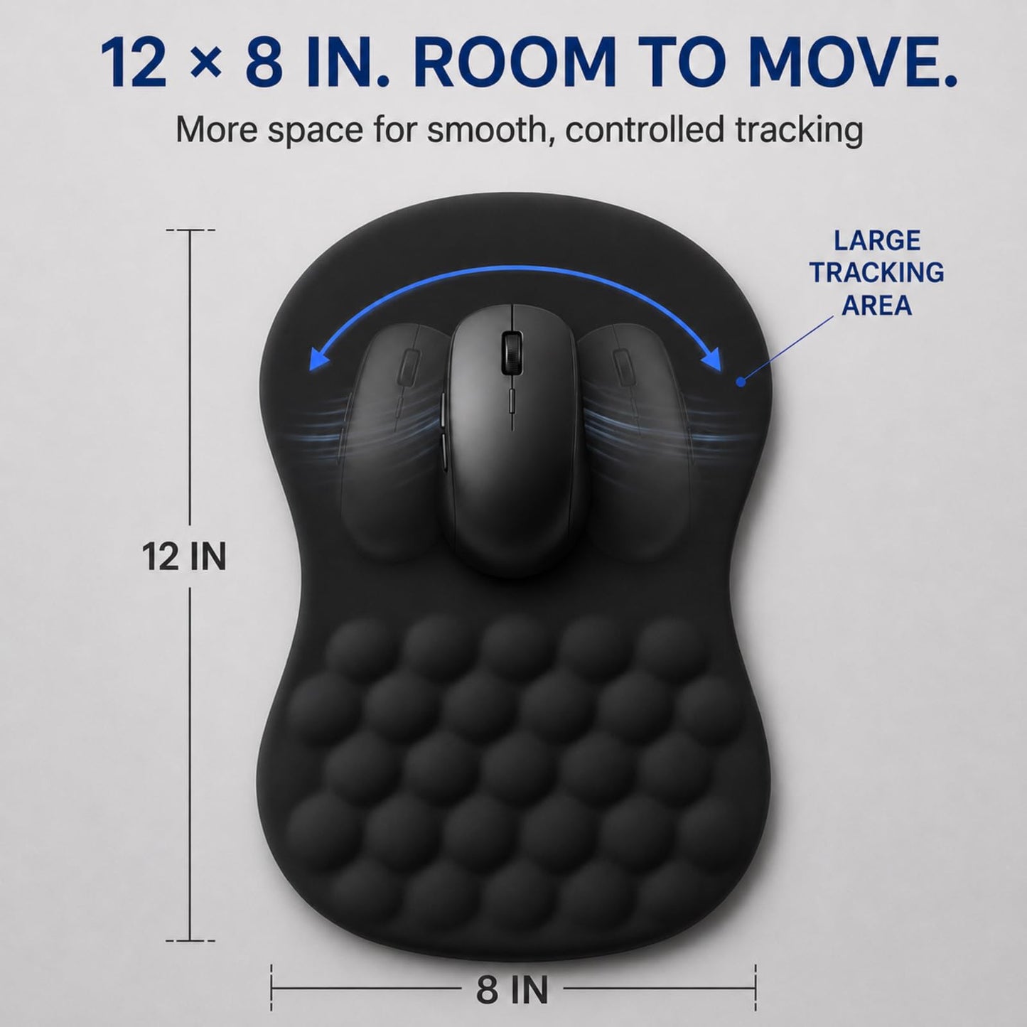 Zylentix Ergonomic Mouse Pad with Wrist Rest, Large 12x8 inch, Black