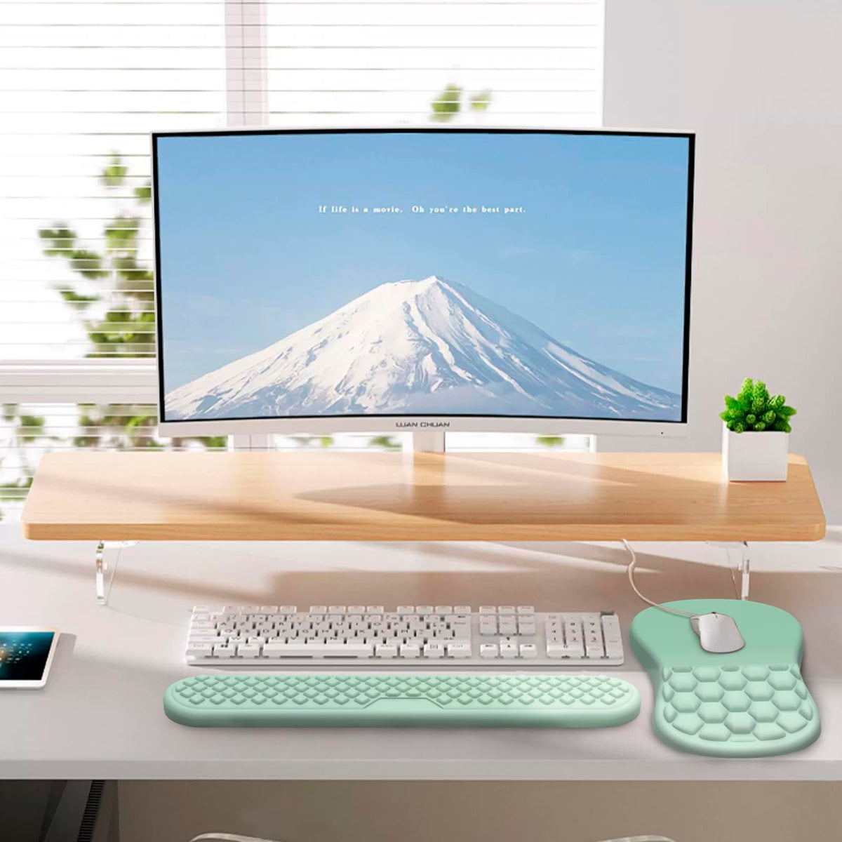 Laokiiy Ergonomic Mouse Pad Wrist Rest, 2 in 1 Keyboard Pad for Office
