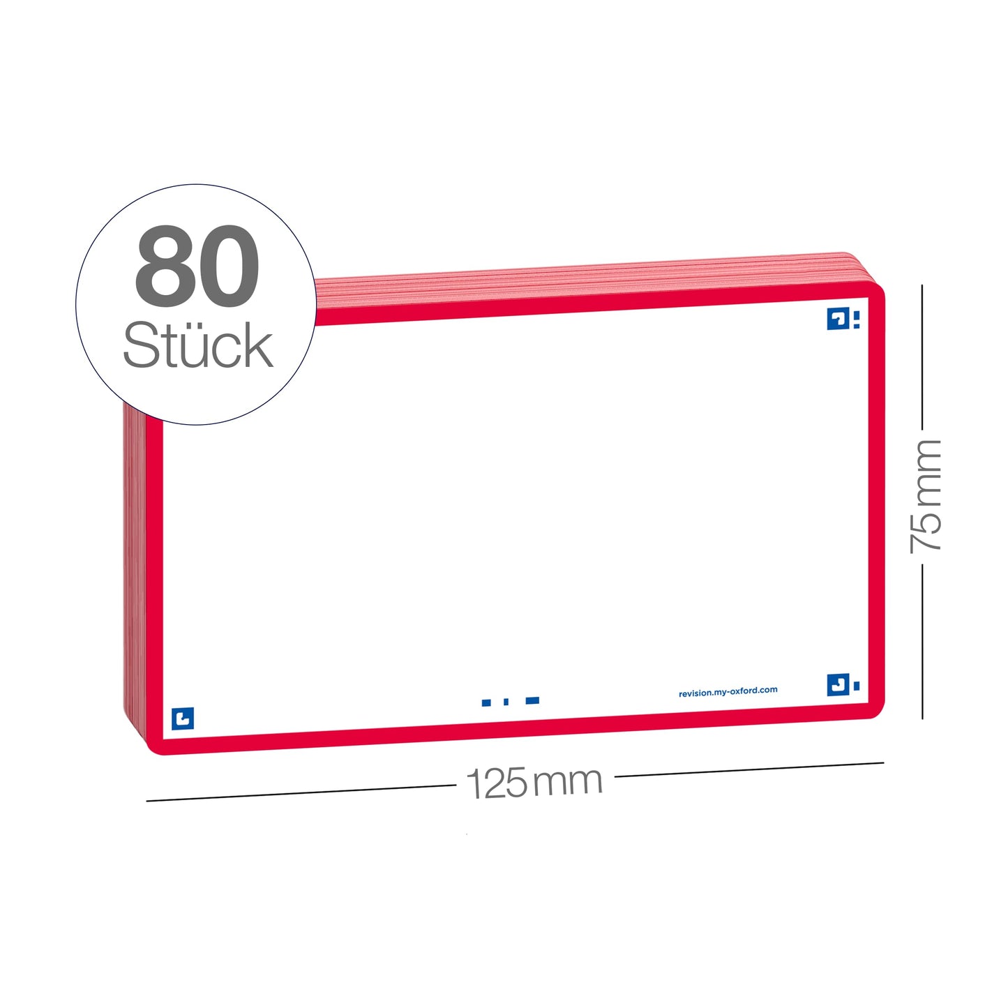 Flash Cards by Oxford, Blank with Red Frame, Pack of 80 Cards, 7.5x12.5cm Size, 400133892