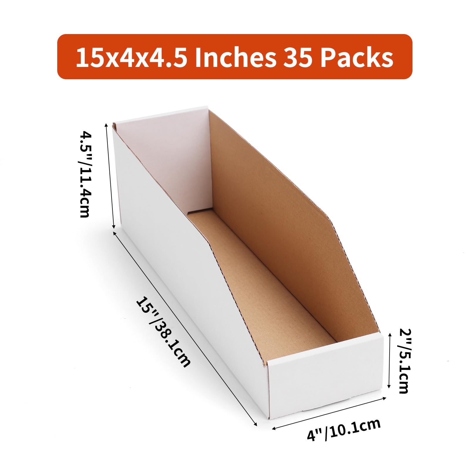 ZBEIVAN Cardboard Storage Bins Boxes 35 Packs 15x4x4.5 Inches, Easy Assembly Pantry Organizer Bins