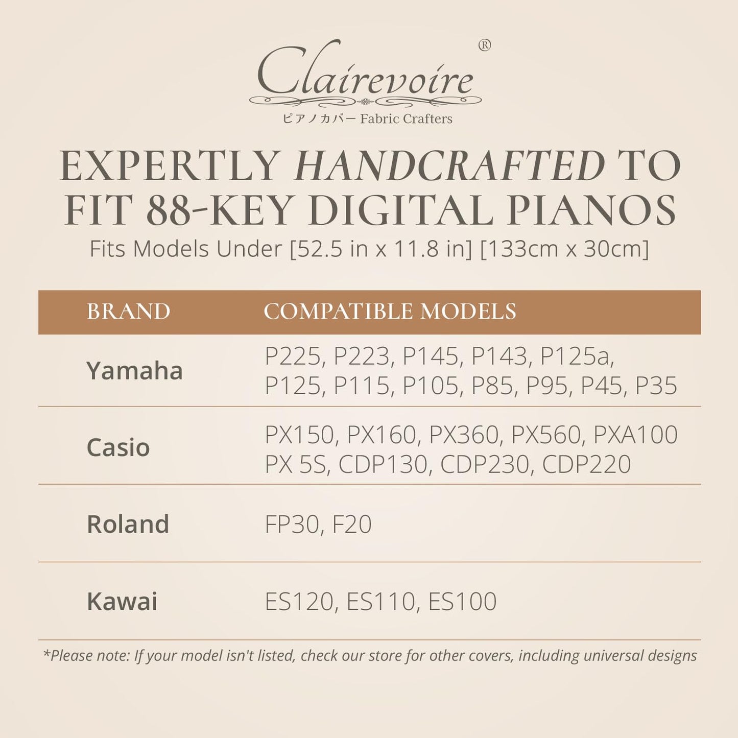 Digital Piano Cover for Yamaha - Piano Keyboard for P143, P225, P223, P145, P143, P125a, P125