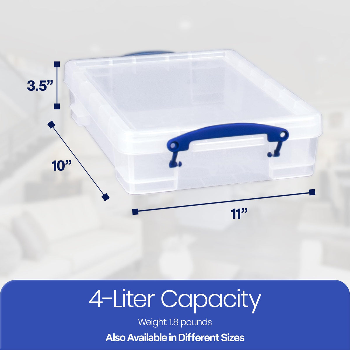 Really Useful Box 4 Liter Plastic Storage File Box Container, 4 Pack