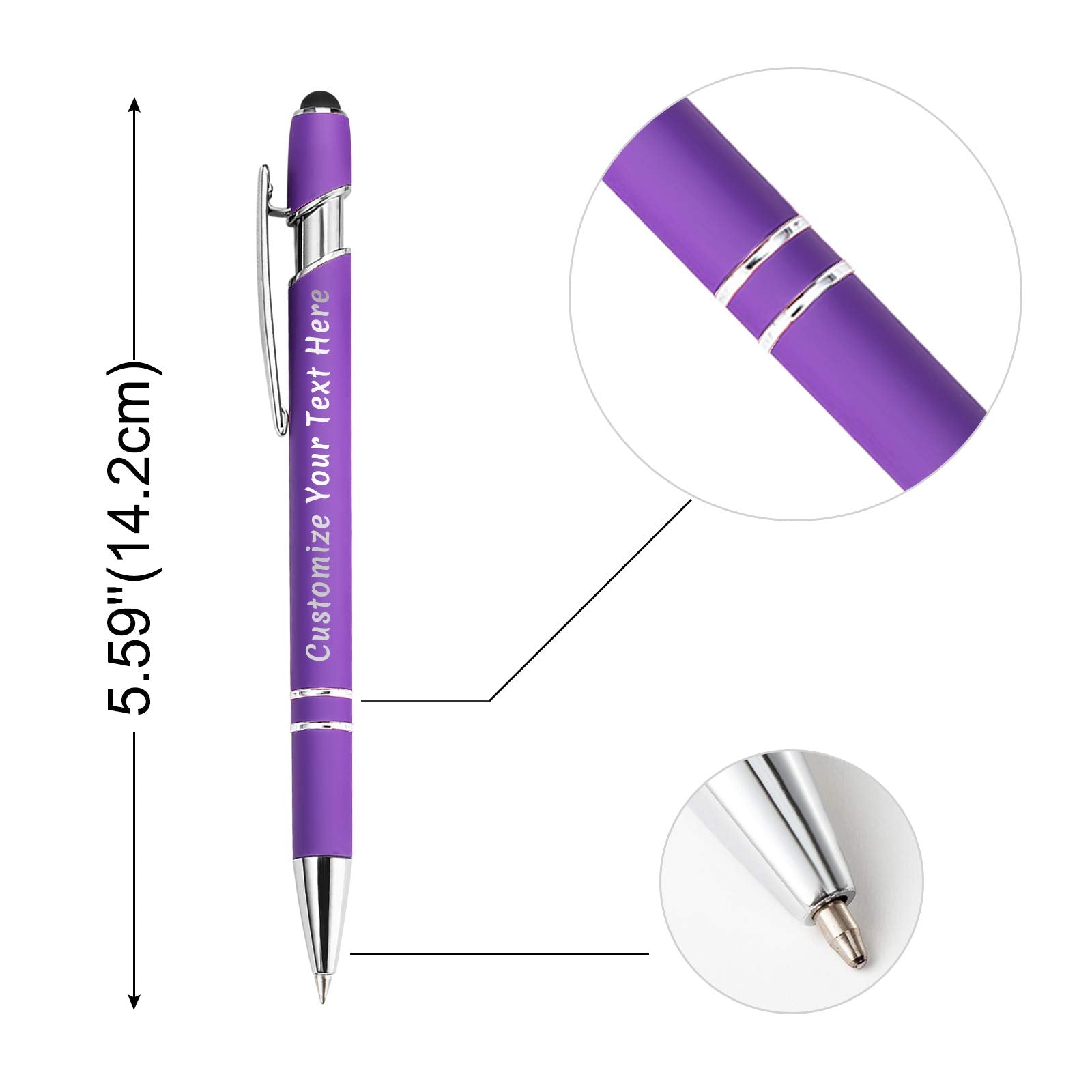 Amlion Custom Pens Personalized Bulk, Customized Ballpoint Pens with Stylus Name Message Logo