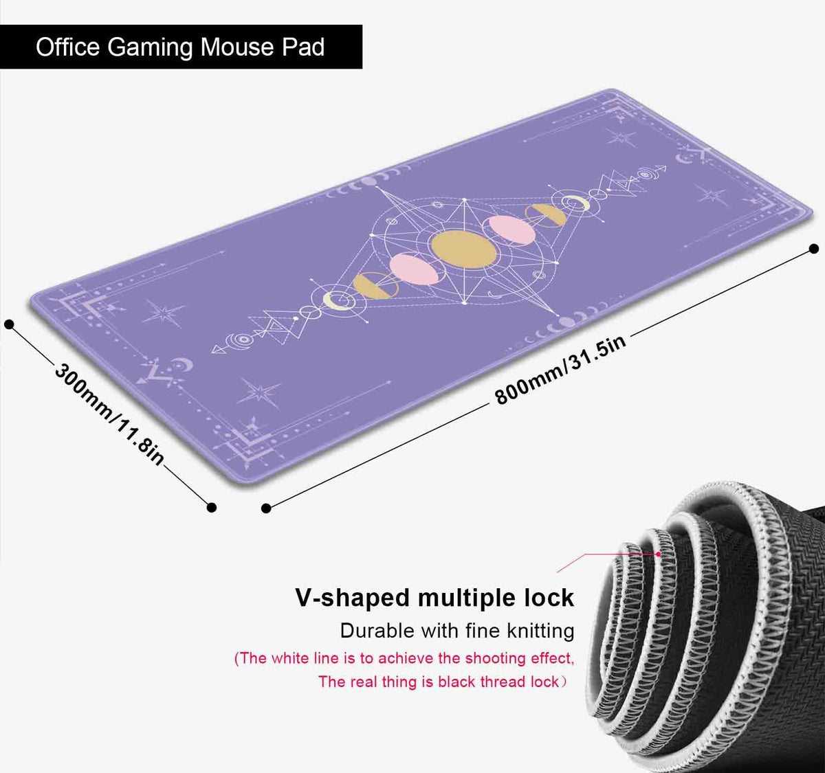 SXCKANG Pastel Purple Moon Phase Desk Mat Cute, Goth Witchy Celestial Large Gaming Mouse Pad