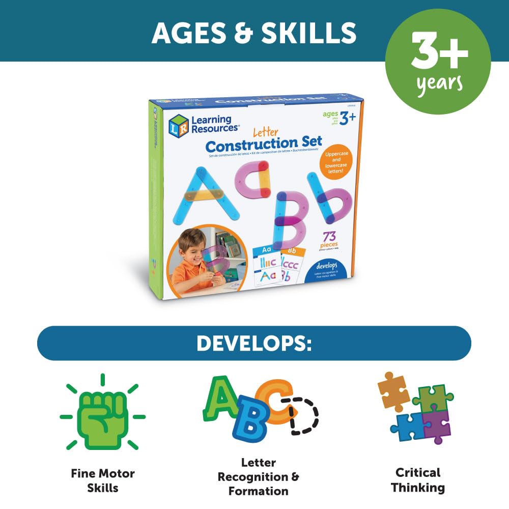 Learning Resources Letter Construction Activity Set - Alphabet Montessori Toys, Toddler Writing