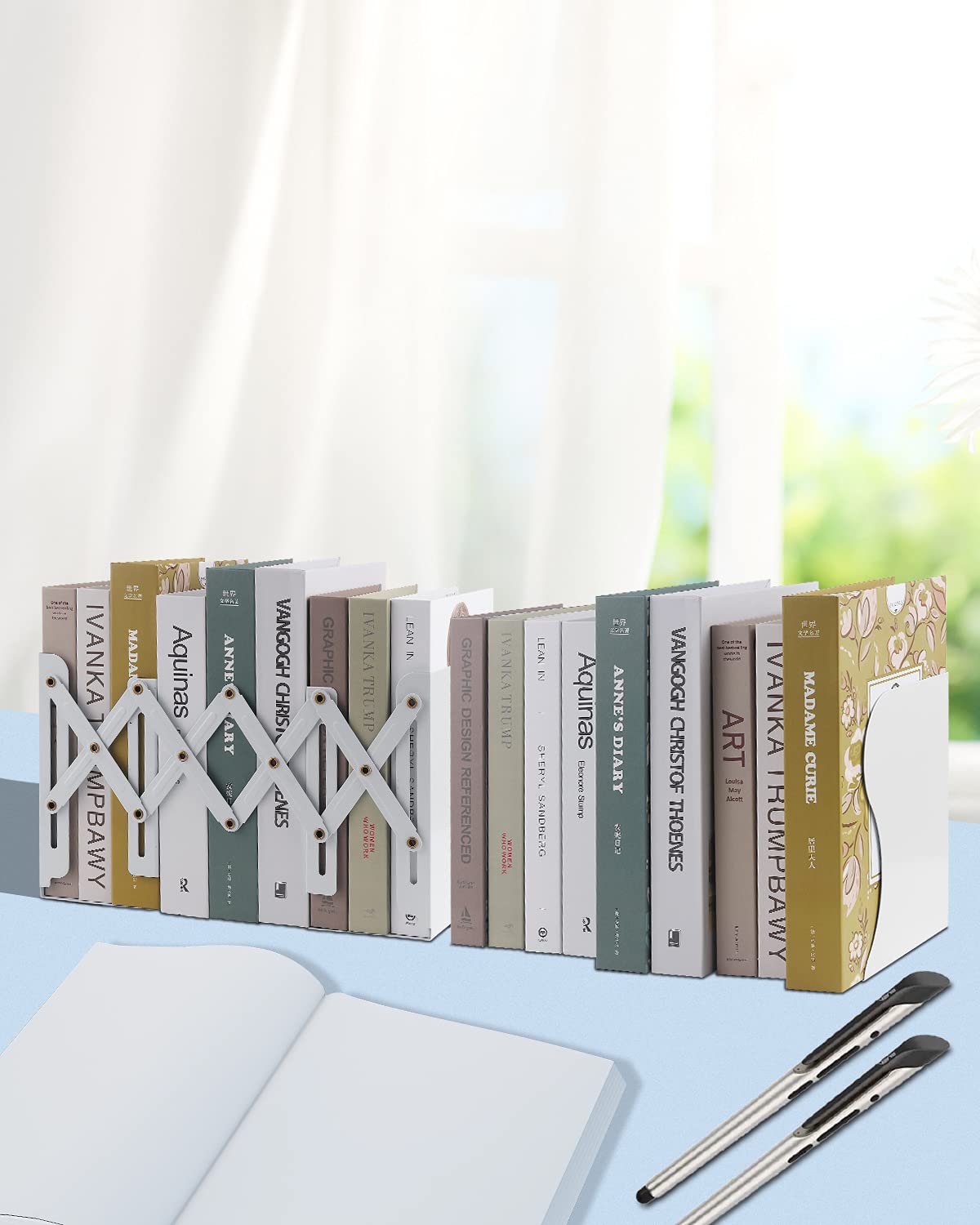 MSDADA Adjustable Bookends, Book Ends for Heavy Books, Expandable Book Organizer for Desk, Shelf