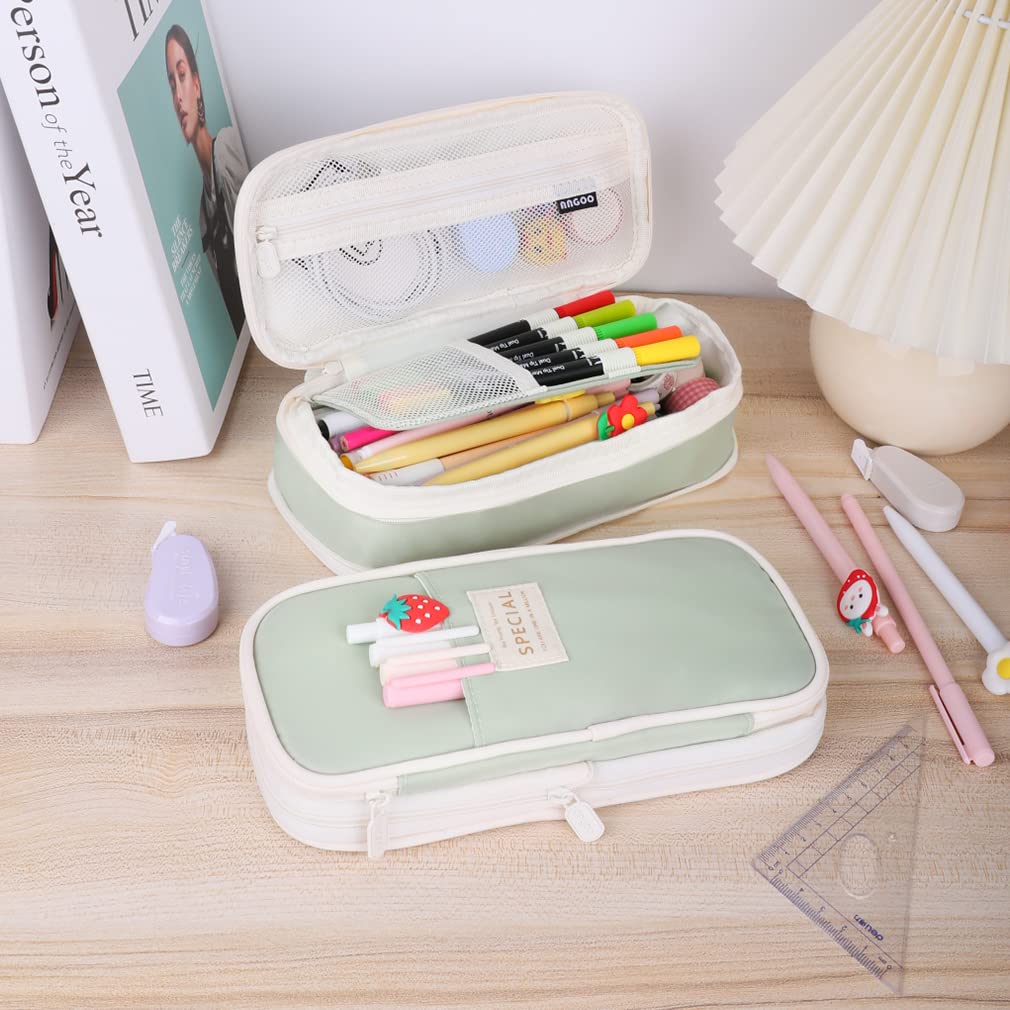 iSuperb Foldable Pencil Case Zipper Big Capacity Aesthetic Canvas Pencil Pouch Compartments