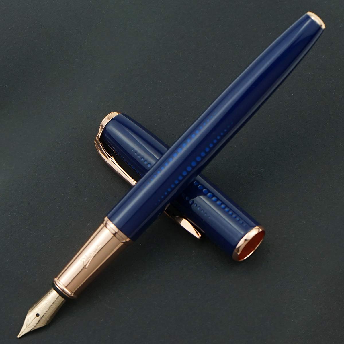 erofa Picasso 916 Blue Metal Fountain Pen with Box Medium Nib Starlit Night Beautiful Golden Dots