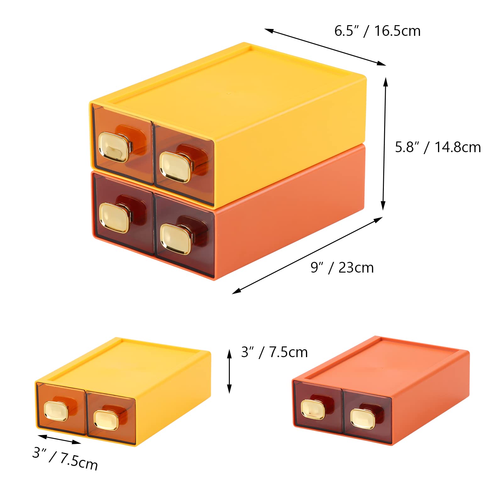 OSteed Desktop Storage Drawers, Stackable Countertop Organizer with Drawers