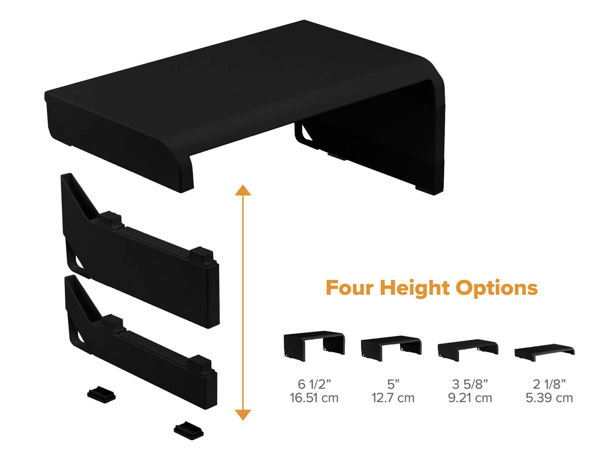Bostitch Office Konnect Adjustable Monitor Stand Riser, 4 Height Adjustments, Built-In Cable