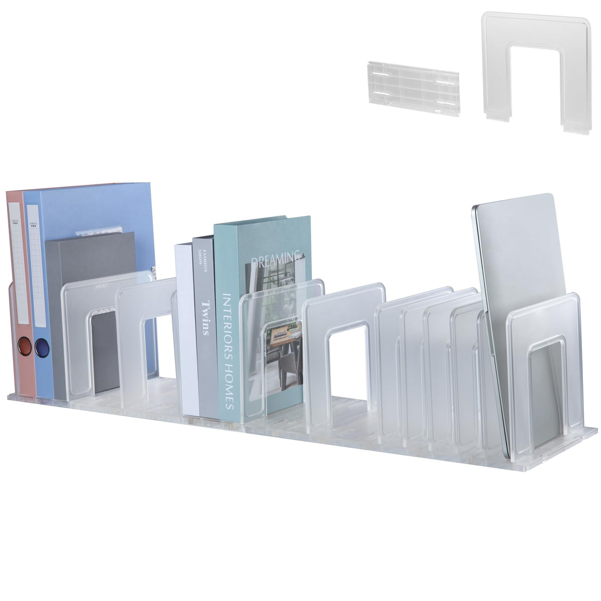 LuluEasy Translucent Frosted Adjustable Vertical File Sorter Sturdy Plastic Expandable Upright File