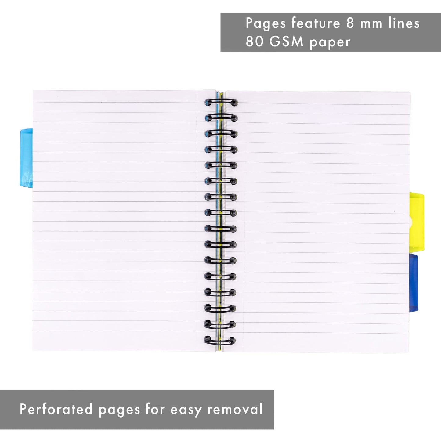 Pukka Pad, A5 Striped Project Notebook 3-Pack - 21 x 14.9cm - Wirebound Notebook with 8mm Feint