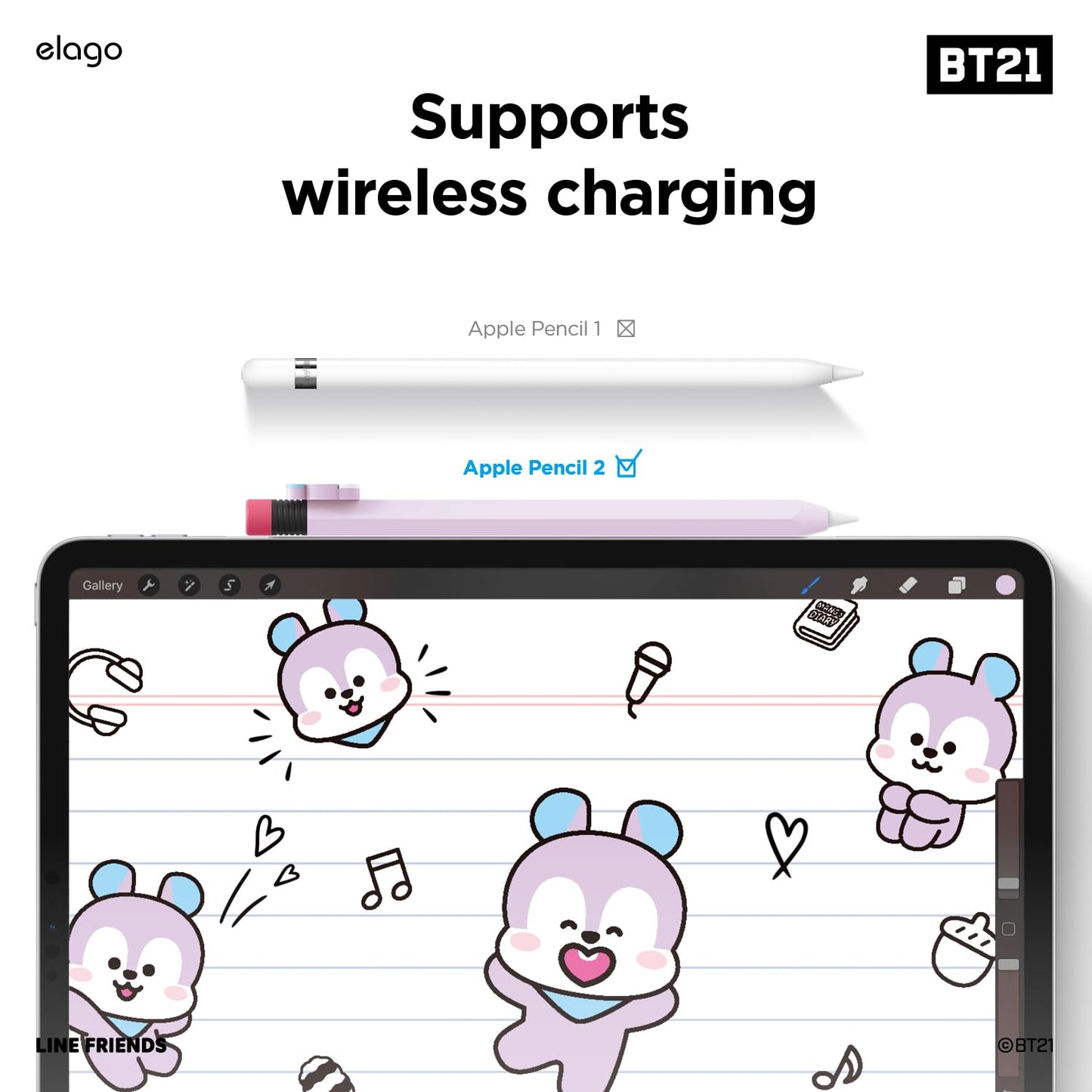 elago l BT21 Compatible with Apple Pencil Pro Case & Apple Pencil 2nd Generation Case, Compatible