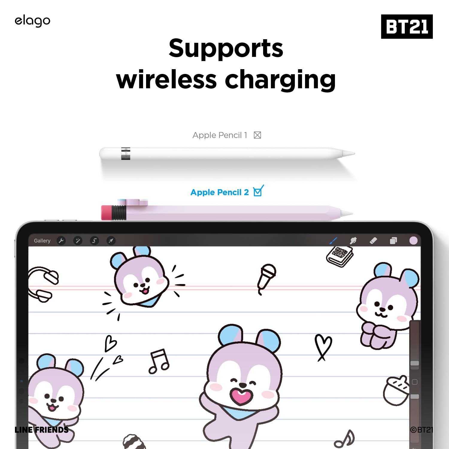 elago l BT21 Compatible with Apple Pencil Pro Case & Apple Pencil 2nd Generation Case, Compatible