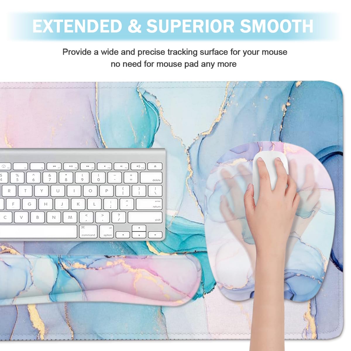 Keyboard Wrist Rest Large Mouse Pad Wrist Support for Computer, 4 in 1 Memory Foam Keyboard Pad