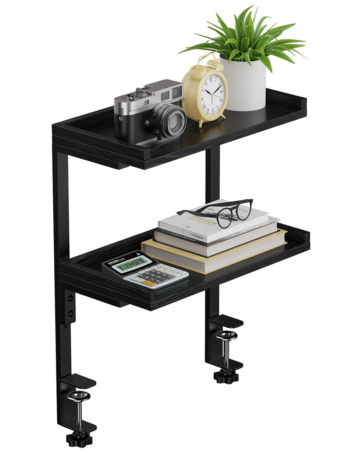ART-GIFTREE Clamp On Desk Shelf 2-Tier, 12.6 inche Wood Shelving Unit for Office Desk/Gaming