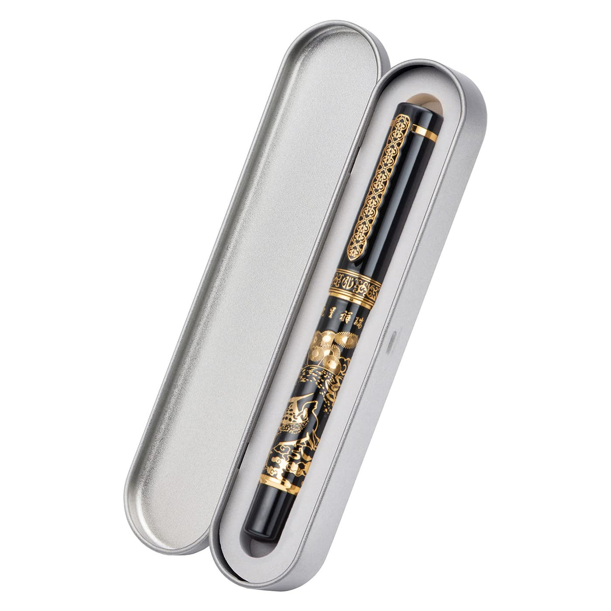HONG DIAN 8037 Chinese Classical Fountain Pen, Iridum Extra Fine Gold Nib with Chinese Deer Totem