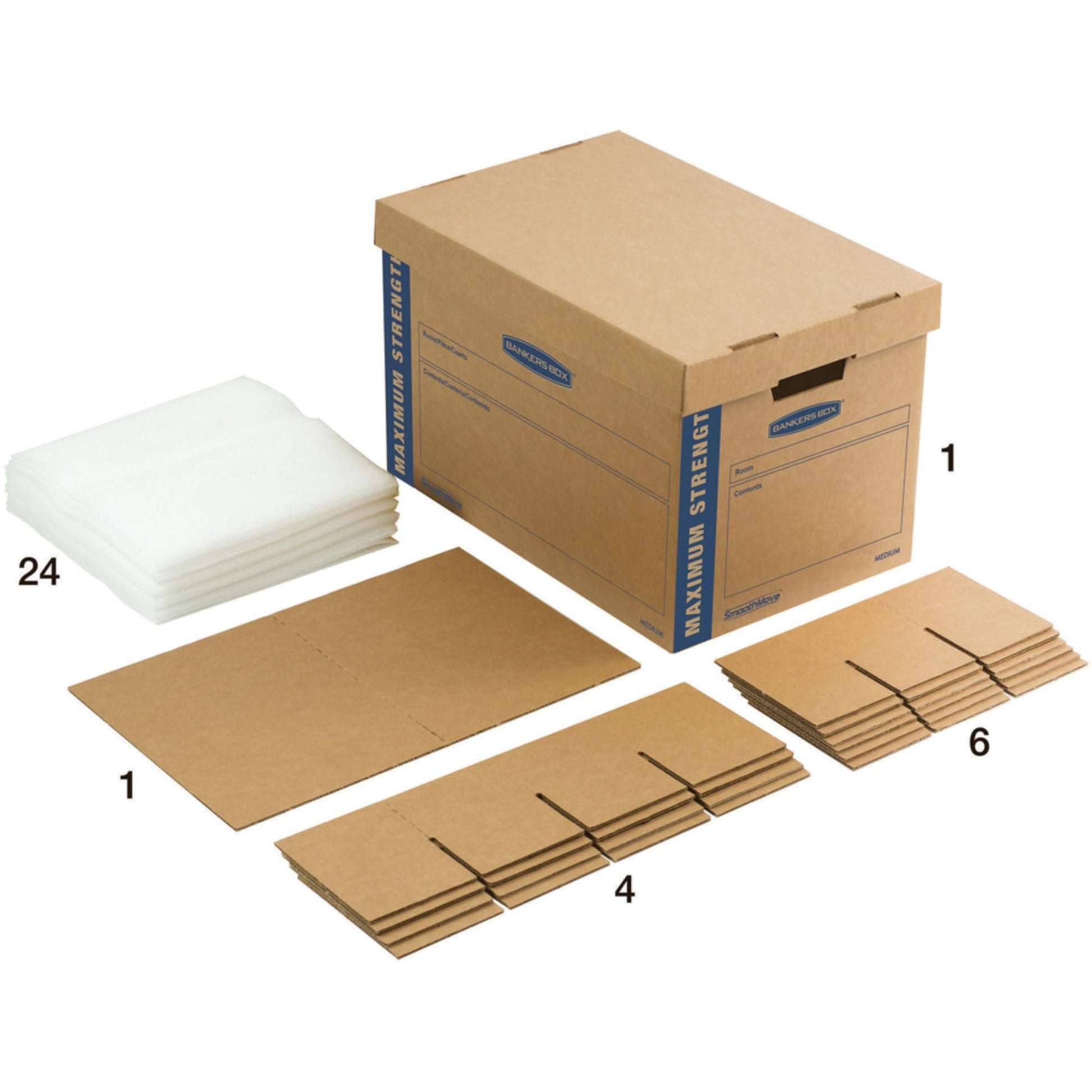 Bankers Box Kitchen Kit Moving Box 1 Pack, Dividers and Cushions, Reinforced Handles, Tape-Free