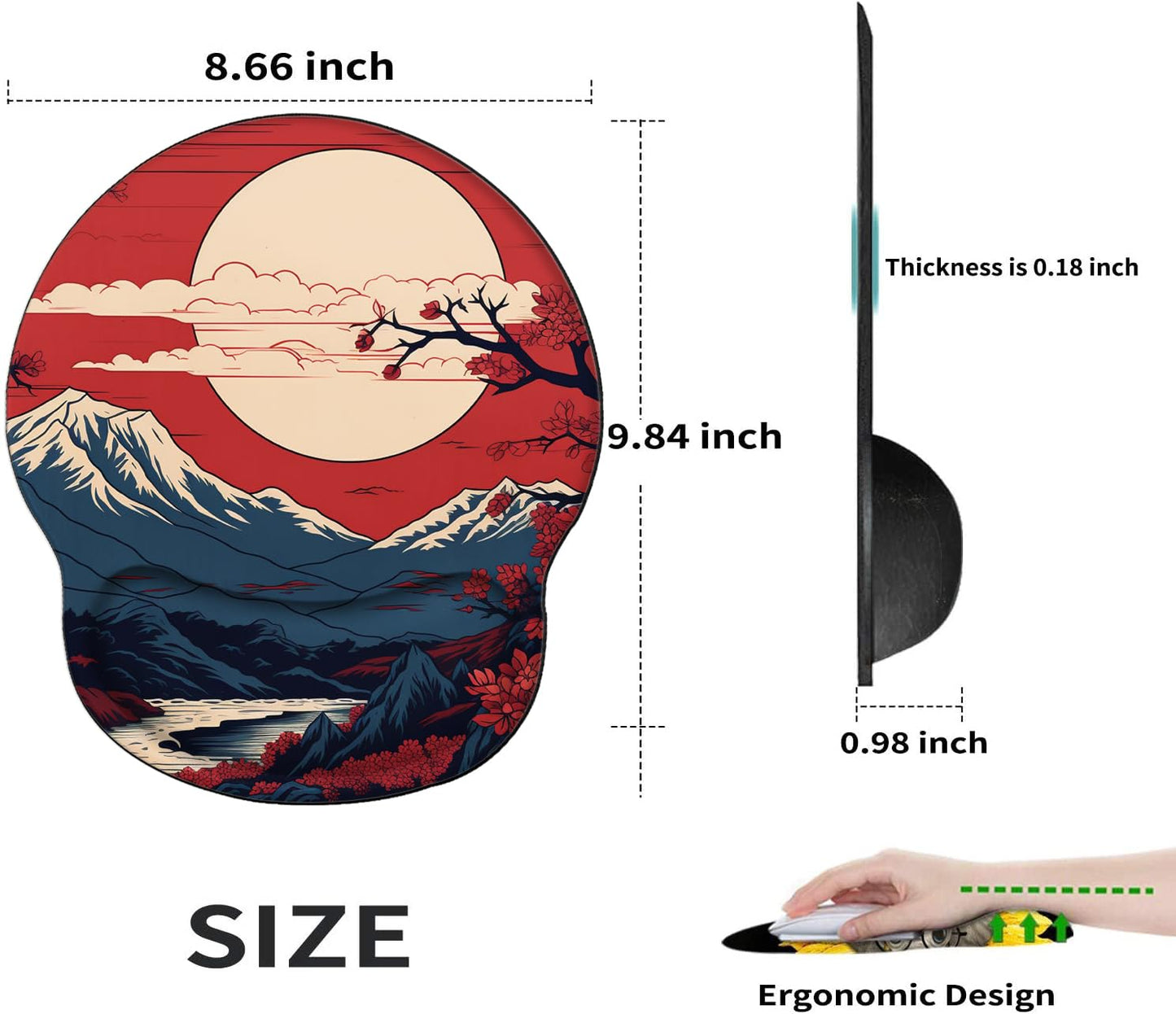 Mountain Mouse Pad with Wrist Support Setting Sun Mousepad Wrist Rest Gel Mouse Mat Sunset Cushion