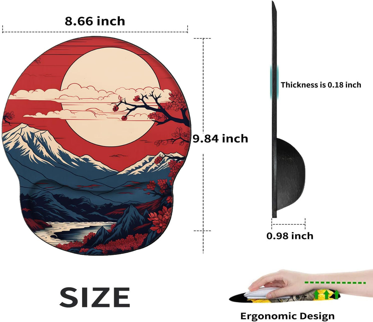 Mountain Mouse Pad with Wrist Support Setting Sun Mousepad Wrist Rest Gel Mouse Mat Sunset Cushion