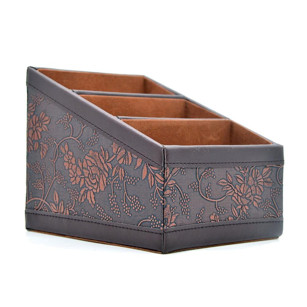 Medifier Elegant Leather Desk Stationery Organizer,Multi-Function Desk Storage Box for