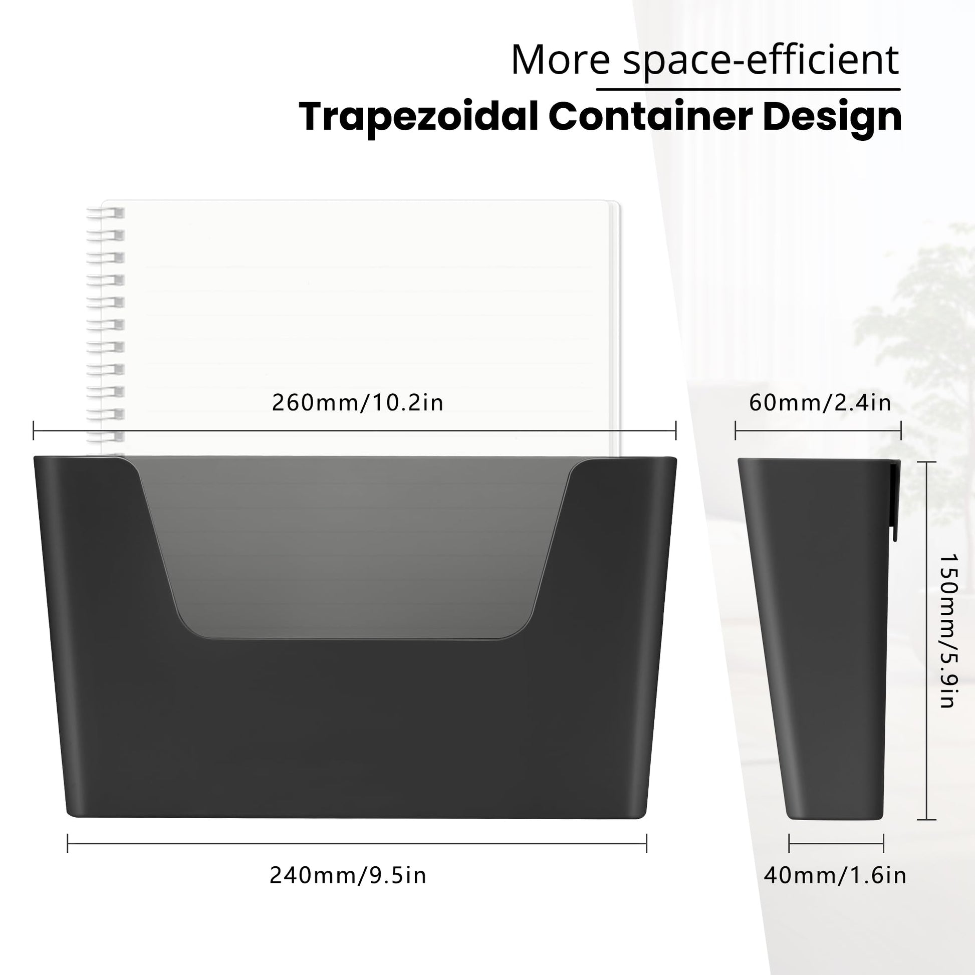 YOHOM Adhesive File Holder Plastic Document Folder Door No Drilling Mount Mail Magazine Organizer