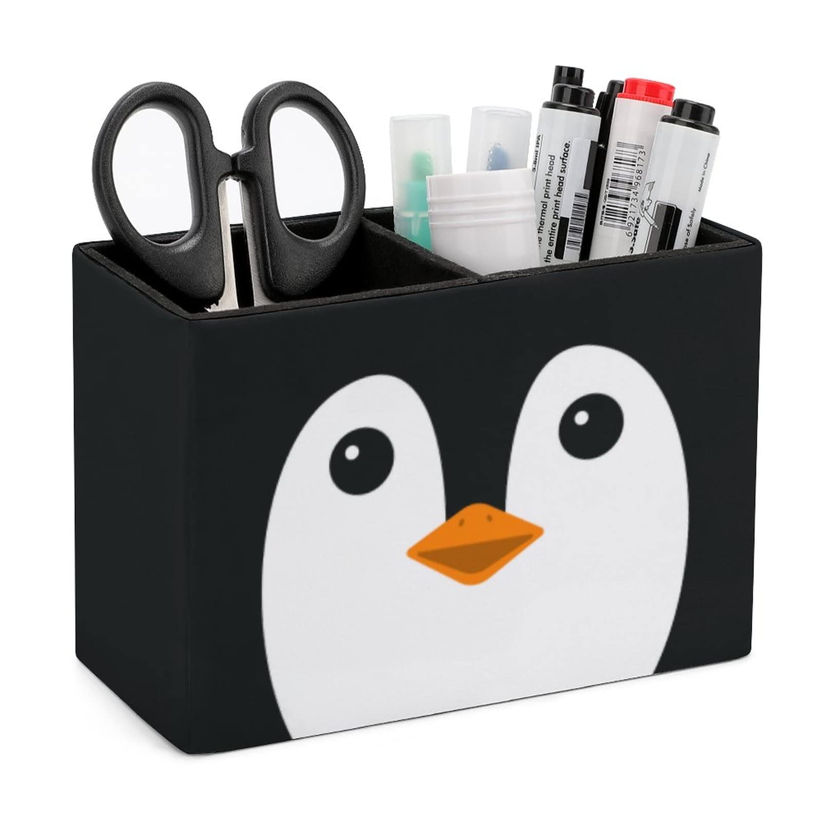 Niapessel Pencil Holder for Desk, Cute Penguin Face Pen Holder Storage Desktop Pen Organizer Desk