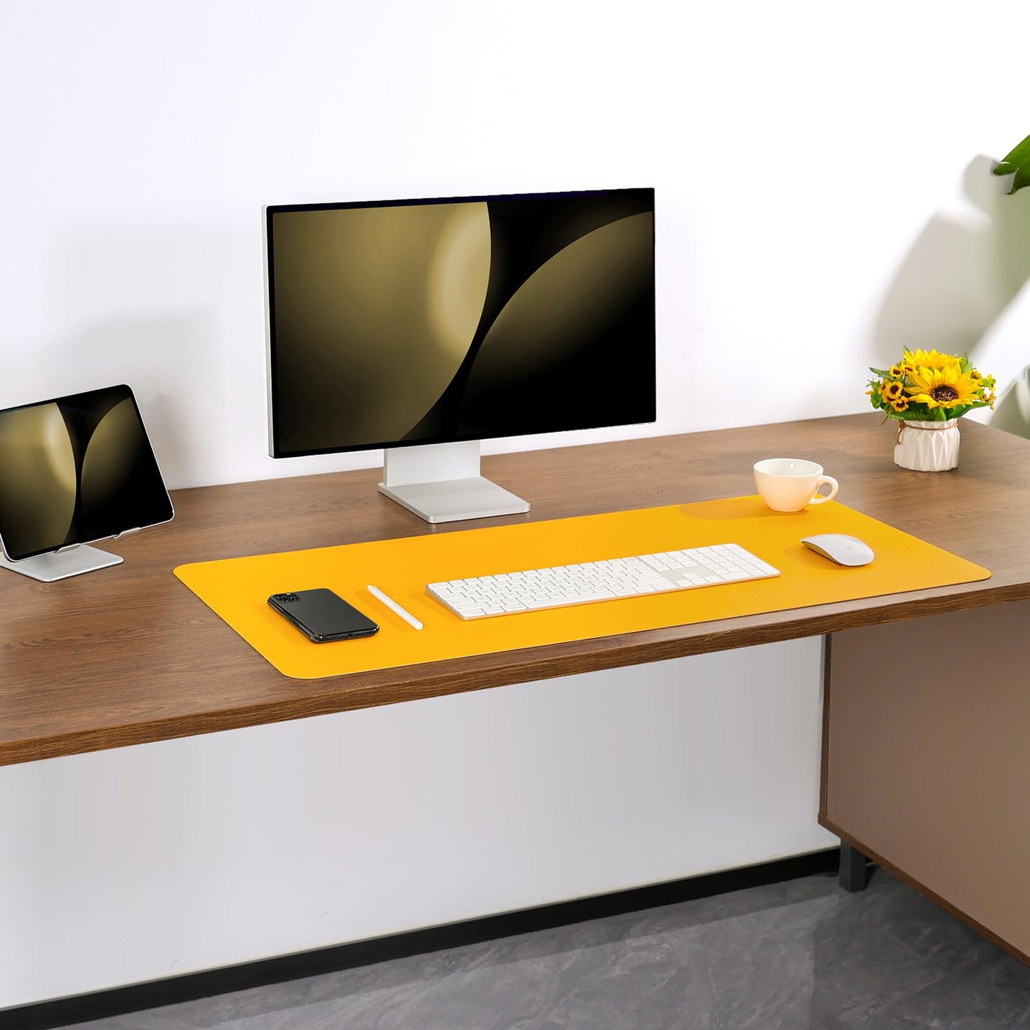 Jumdast Dual Sided Desk Pad Faux Leather Desk Mat Large Mouse Pad