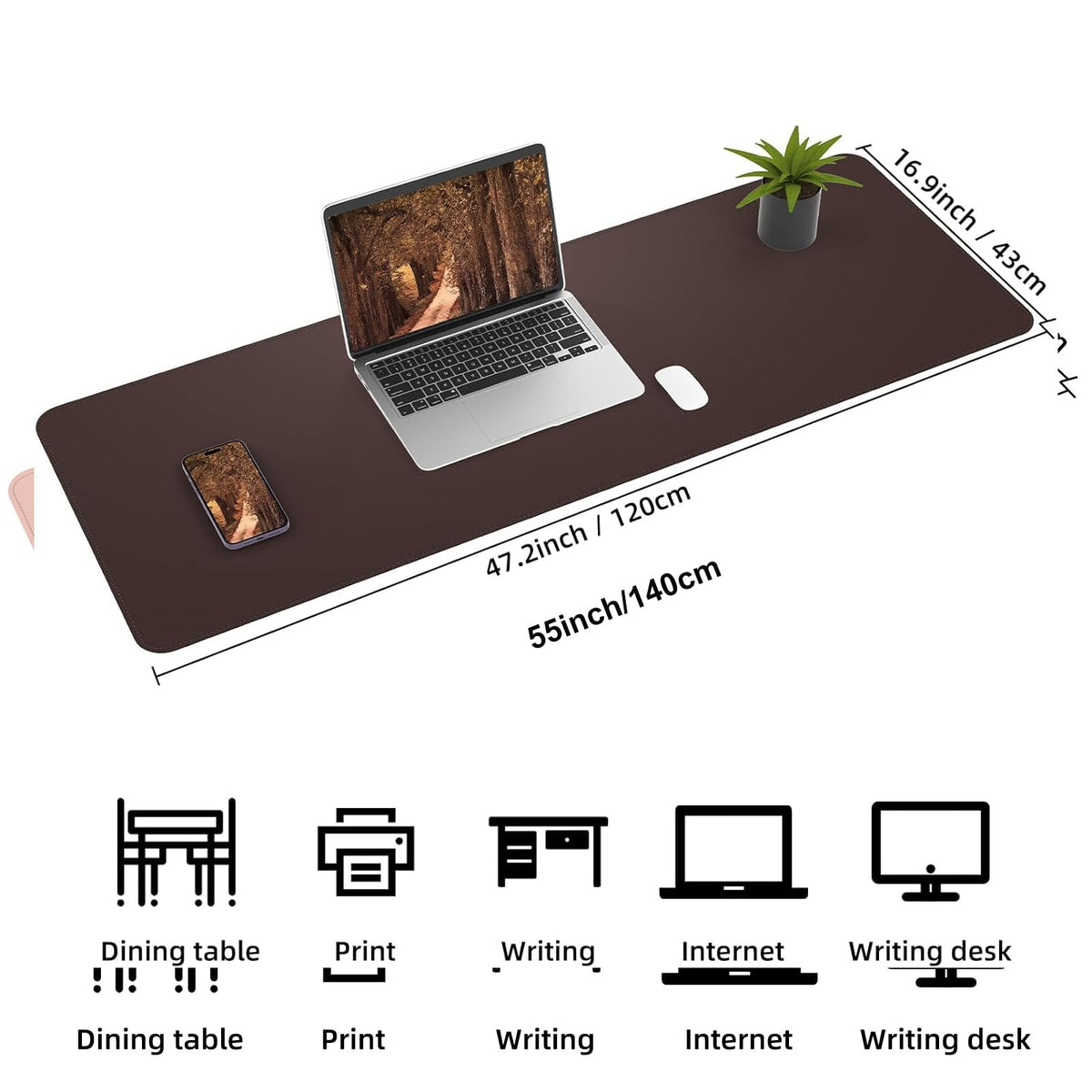 AFIING Cork Desk Mat 55" x 17", Dual-Sided Natural Cork & PU Leather Desk Pad, Non-Slip Waterproof