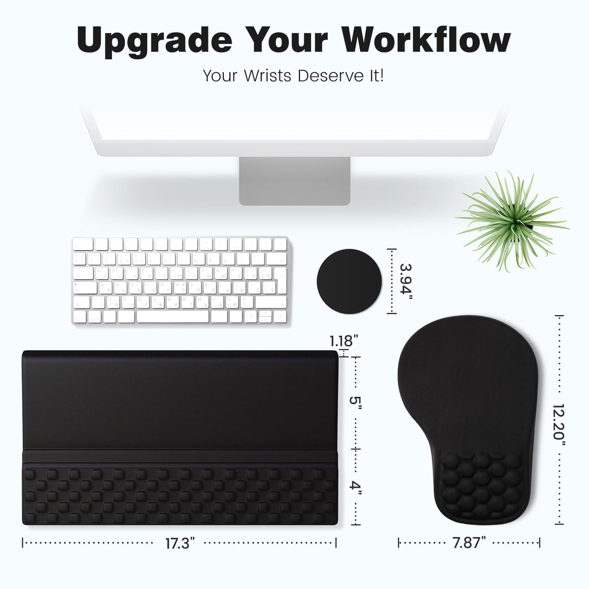 Ospelelf Ergonomic Mouse Pad and Keyboard Stand Wrist Rest Set, Memory Foam Comfort, Pain Relief