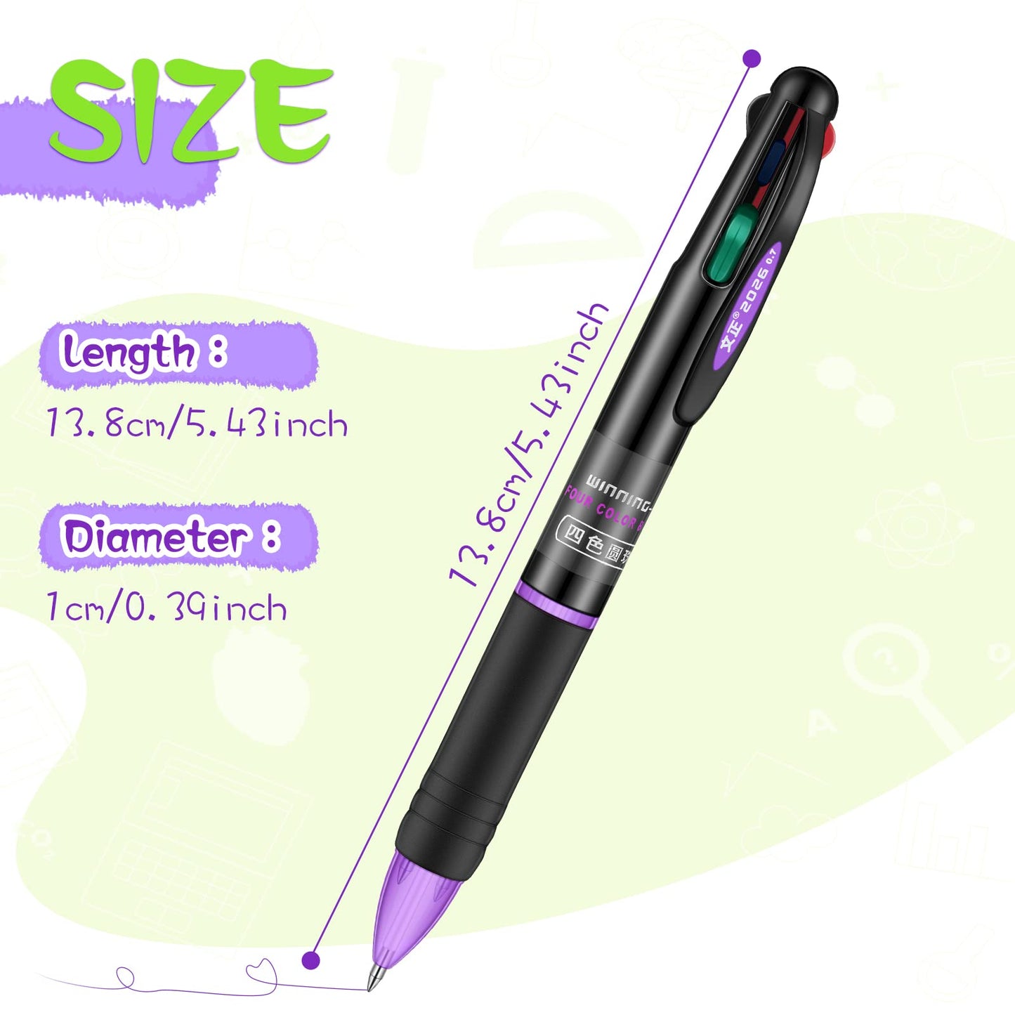 Geyee 96 Pack 4 Color Pens Retractable, 0.7 Mm Ballpoint Pen for Office